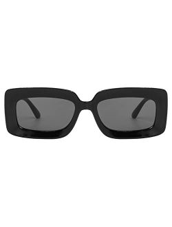 Narrow Square Trendy Vintage Sunglasses for Women Men Nude Color Stylish Rectangular Sun Glasses