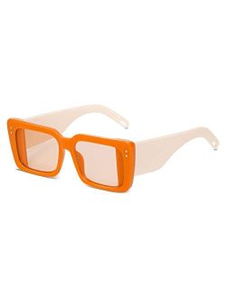 Thick Trendy Rectangle Sunglasses for Women Men Large Designer Fashion Narrow Square Sun Glasses