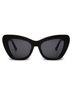 Trendy Stylish Vintage Sunglasses for Women Square Retro Glasses Chunky Unique Bicolor Frame UV Protection