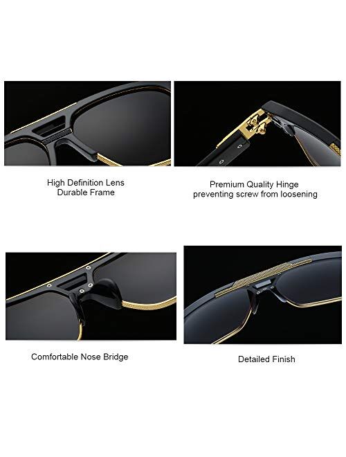 Buy Freckles Mark Flat Top Retro Trendy Rectangle Sunglasses for Men ...