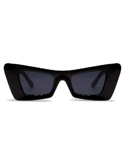 Trendy 1990s Small Designer Vintage Sunglasses for Women Men Fashion Narrow Retro Rectangle Cateye Glasses