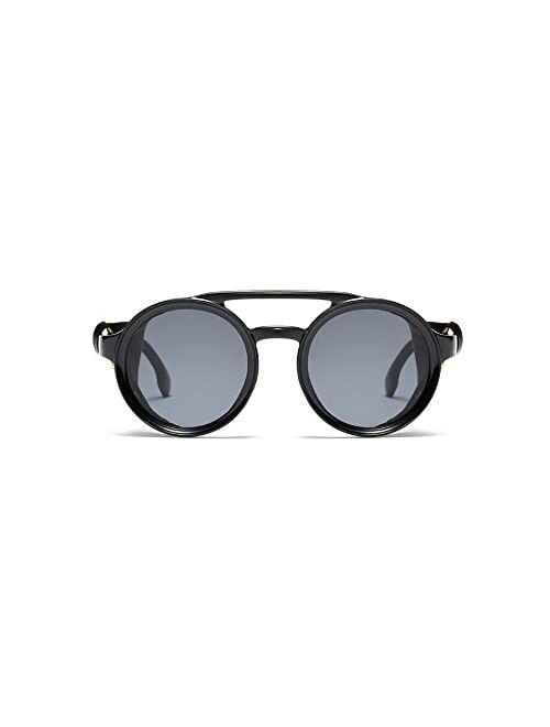 Freckles Mark Side Shield Vintage Retro Steampunk Sunglasses Classic Round Circular Glasses