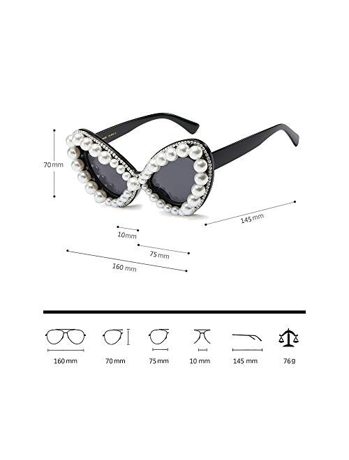 Freckles Mark Rainbow Colored Oversized Crystal-trimmed Sunglasses for Women Glittered Cateye