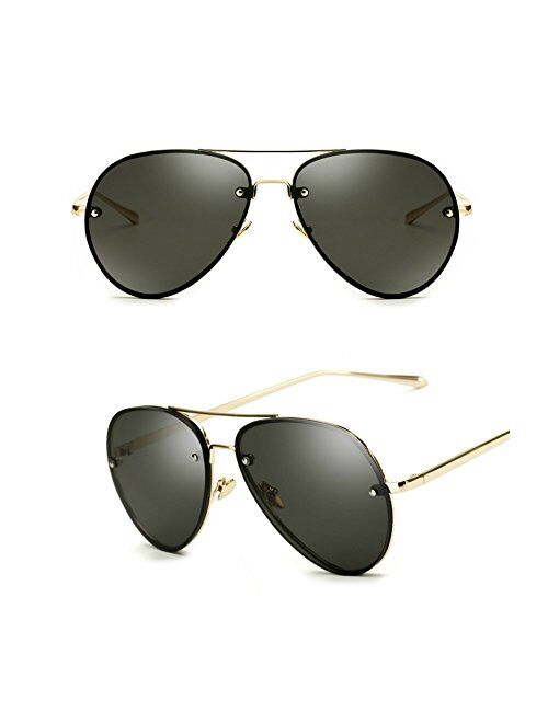 Freckles Mark Oversized Aviator Sunglasses Vintage Retro Gold Metal Frame Colorful Lenses 62mm