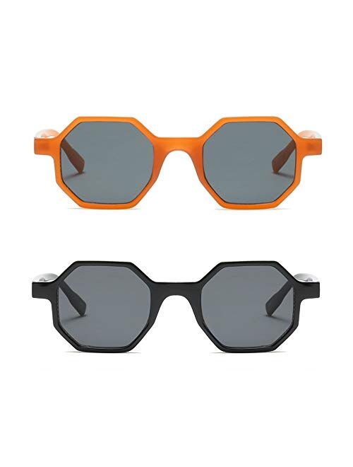Freckles Mark Hexagonal Sunglasses for Men Women Vintage Retro Plastic Octagon Geometric Frame