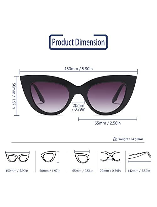 Freckles Mark Vintage Retro Cateye Sunglasses for Women Bold Colorful Cat Eye UV400 Protection