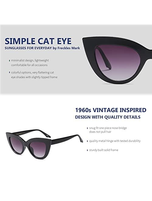 Freckles Mark Vintage Retro Cateye Sunglasses for Women Bold Colorful Cat Eye UV400 Protection
