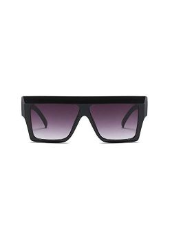 Oversized Geometric Sunglasses Flat Top Shield Irregular Squared Aviator Shades