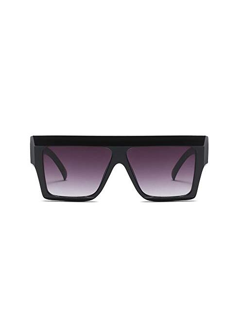 Freckles Mark Oversized Geometric Sunglasses Flat Top Shield Irregular Squared Aviator Shades