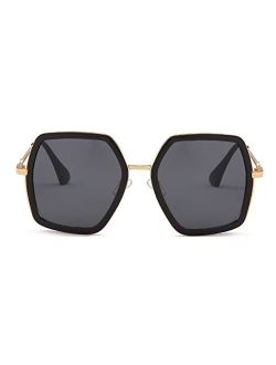 Oversized Geometric Sunglasses for Women Fashion Chic Square Aviator Frame