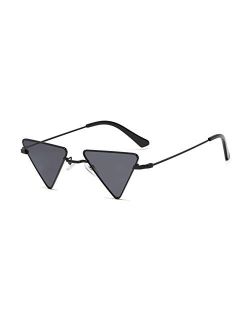 Light Triangular Small Hippie Sunglasses Metal Frame Tinted Colorful Lens F3184