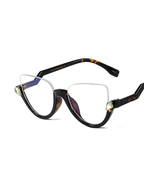 Freckles Mark Women Cateye Sunglasses Half Rimmed 60s Semi-cateye Semi Rimless Jeweled Frame