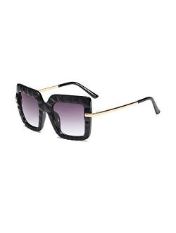 Oversized Square Sunglasses for Women Celebrity Bold Frame Metal Temples F5045