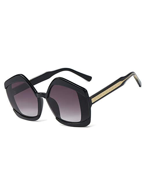 Freckles Mark Bold Rimmed Large Irregular Sunglasses for Women Men Geometric Statement Frame