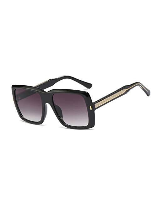 Freckles Mark Vintage Inspired Large Square Sunglasses for Women Big Designer Rectangle Frame