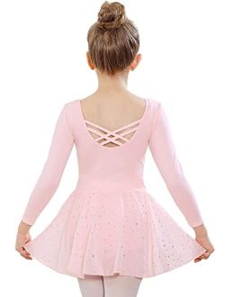 Stelle Girls Long Sleeve Ballet Leotards Shiny Skirted for Dance (Toddler/Little Kid/Big Kid)