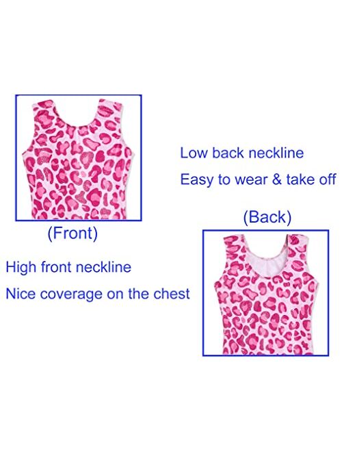 Domusgo Gymnastics Leotards for Girls Sparkly One-Piece Pro Kids Unitard Biketards with Shorts