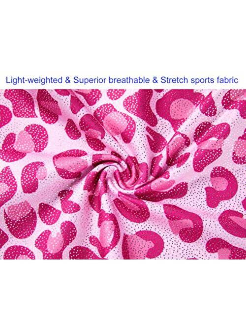 Domusgo Gymnastics Leotards for Girls Sparkly One-Piece Pro Kids Unitard Biketards with Shorts