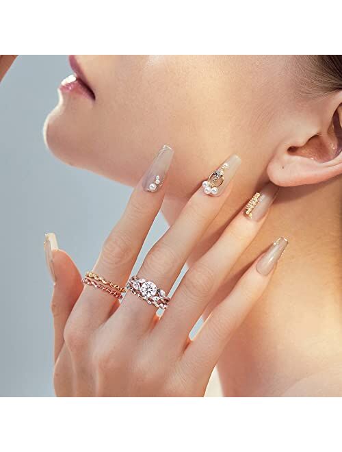 Moosea Willow Moissanite Engagement Rings for Women, 1.2ct D Color VVS1 Clarity Lab Created Diamond Wedding Rings 14K White Yellow Rose Gold Vermeil Solid S925 Sterling S