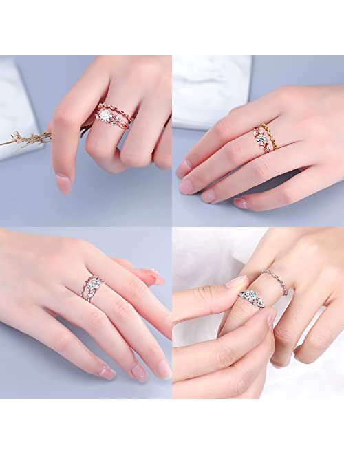 Moosea Willow Moissanite Engagement Rings for Women, 1.2ct D Color VVS1 Clarity Lab Created Diamond Wedding Rings 14K White Yellow Rose Gold Vermeil Solid S925 Sterling S