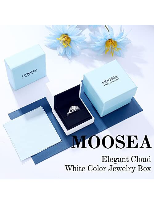 Moosea Willow Moissanite Engagement Rings for Women, 1.2ct D Color VVS1 Clarity Lab Created Diamond Wedding Rings 14K White Yellow Rose Gold Vermeil Solid S925 Sterling S