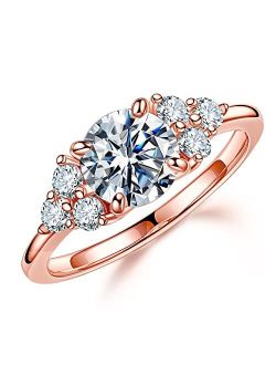 Moosea 1.2ct Moissanite Engagement Rings for Women, Brilliant D Color VVS1 Clarity Lab Created Diamond Wedding Rings 14K White Yellow Rose Gold Filled S925 Sterling Silve