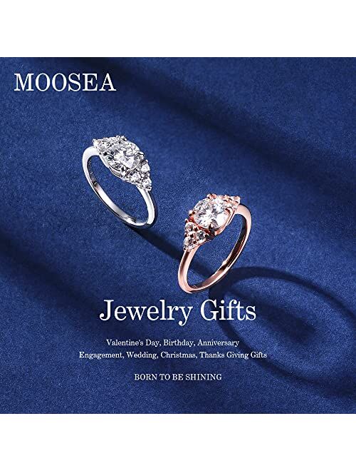 Moosea 1.2ct Moissanite Engagement Rings for Women, Brilliant D Color VVS1 Clarity Lab Created Diamond Wedding Rings 14K White Yellow Rose Gold Filled S925 Sterling Silve