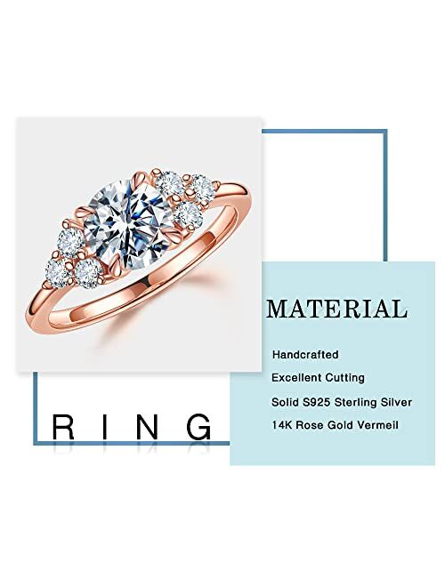 Moosea 1.2ct Moissanite Engagement Rings for Women, Brilliant D Color VVS1 Clarity Lab Created Diamond Wedding Rings 14K White Yellow Rose Gold Filled S925 Sterling Silve