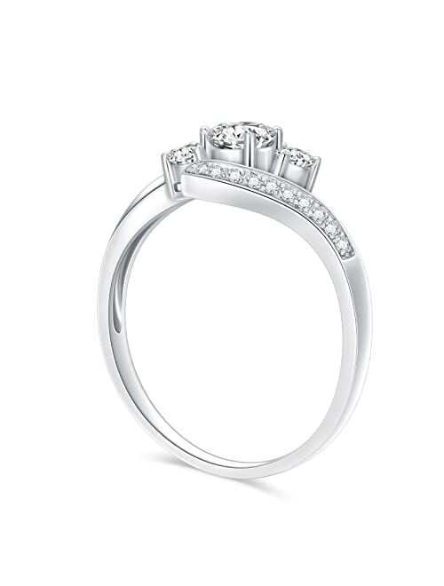 Molioaki Moissanite Engagement Nings for Women 2 Style Platinum Plated Silver ring Twisting Moissanite Rings