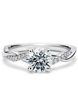 Molioaki 1.16-4.16 Carat Round Cut Moissanite Engagement Rings for Women Platinum Plated Silver Ring Moissanite Rings