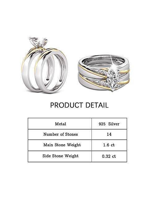 Jeulia Wedding Rings Engagement Rings for Women Anniversary Promise Ring Bridal Sets 925 Sterling Silver with 1.6 ct Primary Stone+ 0.32 ct Side Stone
