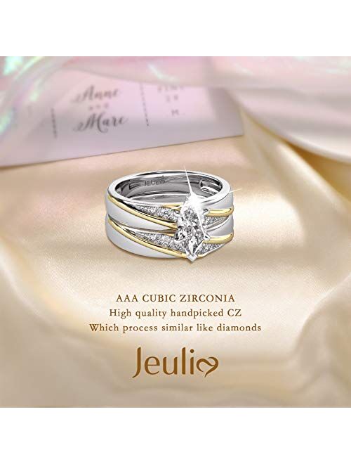 Jeulia Wedding Rings Engagement Rings for Women Anniversary Promise Ring Bridal Sets 925 Sterling Silver with 1.6 ct Primary Stone+ 0.32 ct Side Stone