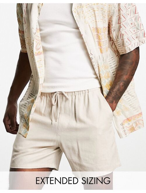 ASOS DESIGN linen mix slim shorts in beige