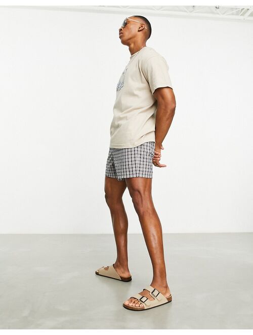 ASOS DESIGN slim textured shorts in plaid
