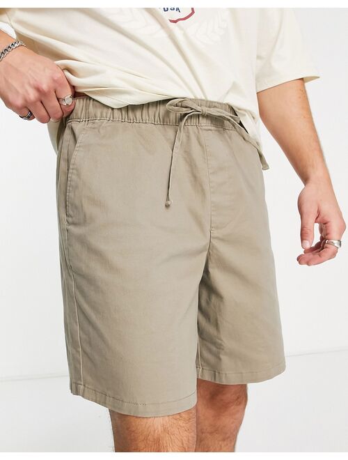 ASOS DESIGN boxy chino shorts in light khaki