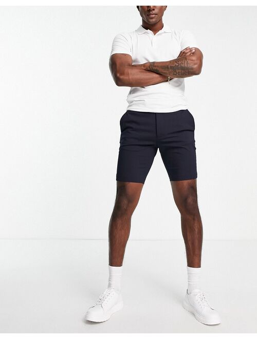 ASOS DESIGN skinny smart shorts in navy