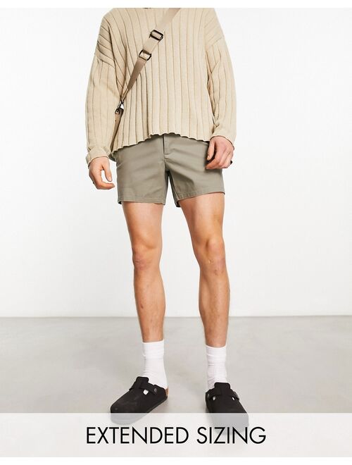 ASOS DESIGN slim chino shorts in light khaki
