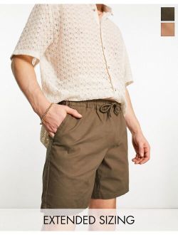 2 pack slim chino shorts in tan and khaki save