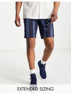 slim smart shorts in wide navy stripe