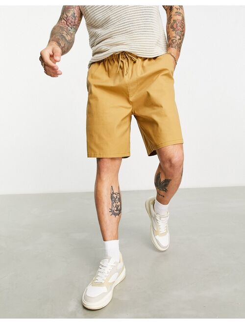 ASOS DESIGN wide chino shorts in tan