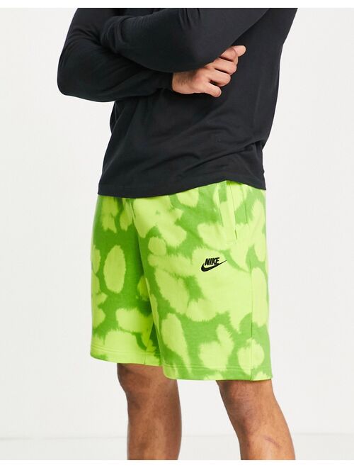 Nike Sport Essentials acid wash fleece shorts in green