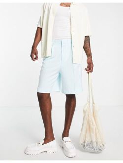 smart wide shorts in aqua blue