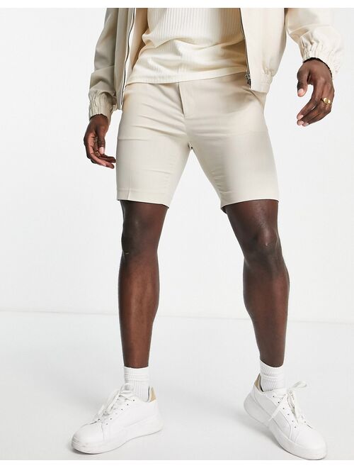 ASOS DESIGN smart skinny shorts in stone - part of a set