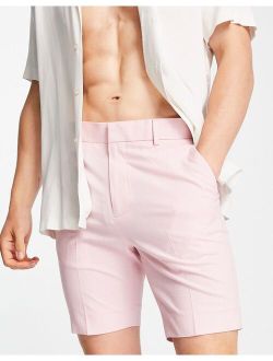 smart skinny shorts with prince of wales check in pink