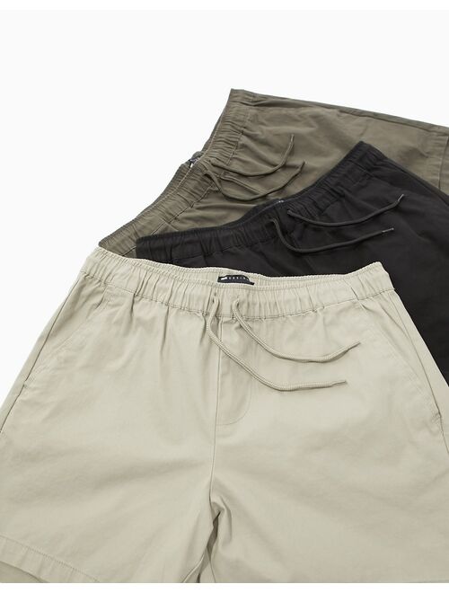 ASOS DESIGN 3 pack slim chino shorts with elastic waist save