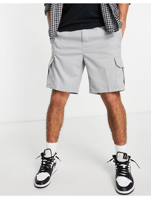 Topman slim twill cargo shorts in gray