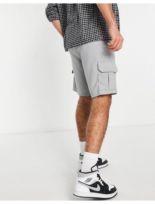 Topman slim twill cargo shorts in gray