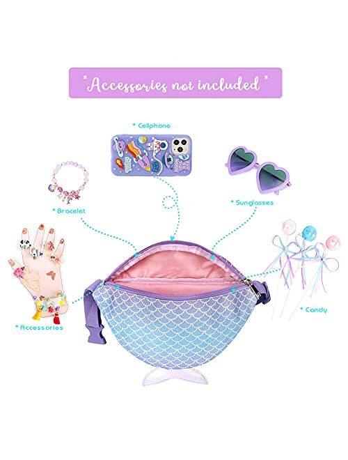 mibasies Mermaid Kids Fanny Pack Waist Bag for Girls Toddler Purse with Belt