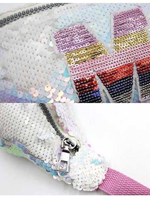 Bolley Joss Girls Waist Pack Glitter Reversible Sequin Fanny Pack Cute Small Causal Bag with Belt