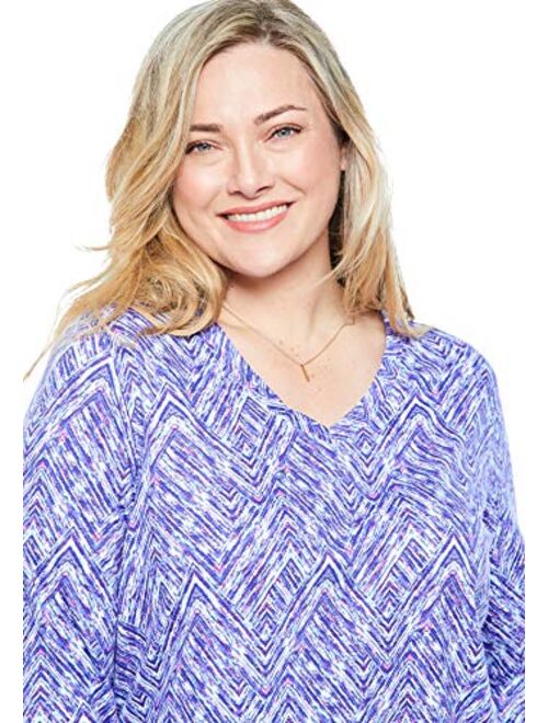 Woman Within Women's Plus Size Perfect Printed Three-Quarter Sleeve V-Neck Tee Shirt